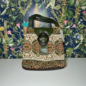 Vintage Green and Brown Shoulder Bag